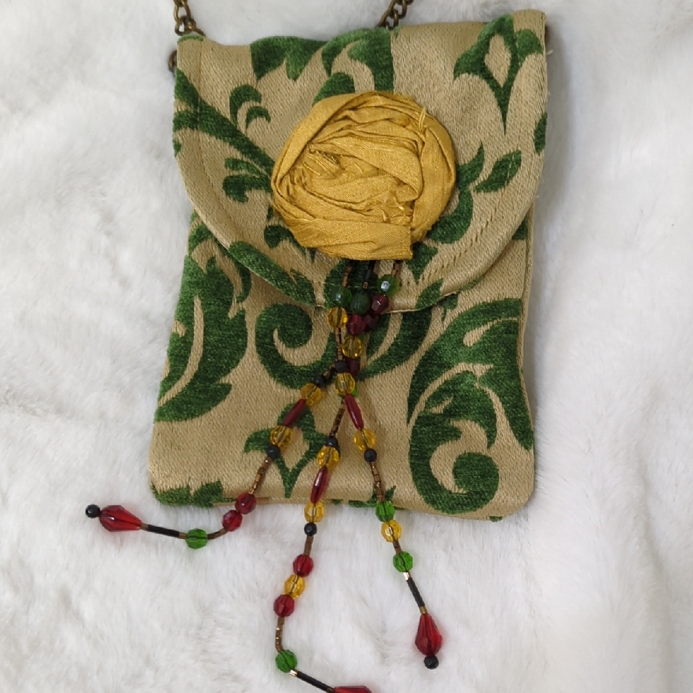 Elegant Green and Gold Vintage Women's Bag